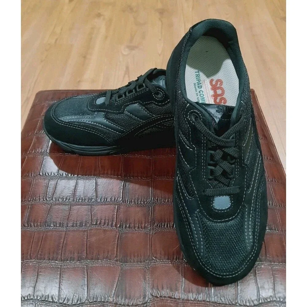 SAS Women Shoes Tour Mesh Black Comfort Sneakers Sz 8.5 WW & Step Plus Footbed